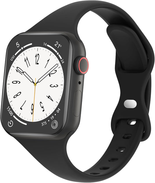 Sport Slim Silicone Bands Compatible for Apple Watch Band 38Mm 42Mm 40Mm 44Mm 41Mm 45Mm 49Mm, Thin Soft Narrow Replacement Strap Wristband for Iwatch Series 9/8/7/Se/6/5/4/3/2/1/Ultra Women Men