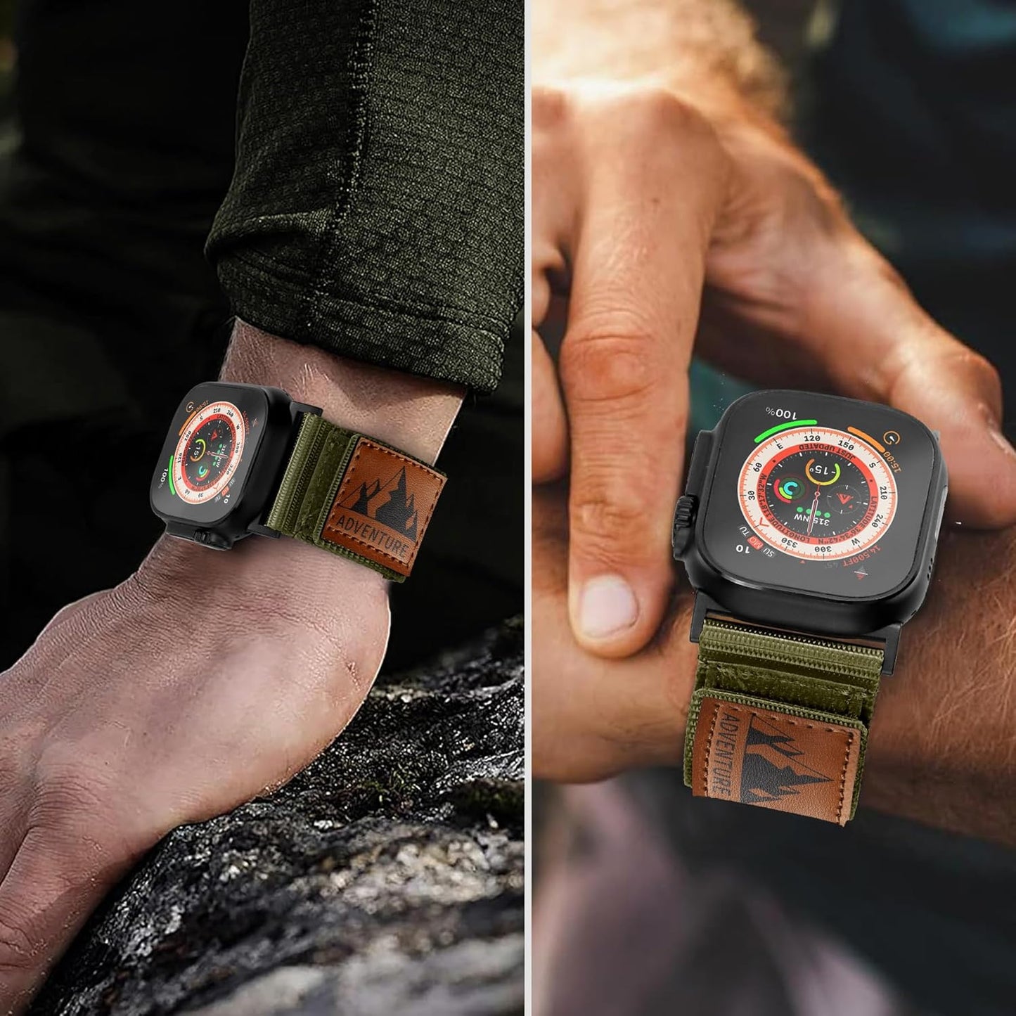 Magnetic Leather Bands Compatible and Rugged Nylon Band with Apple Watch Combination Set