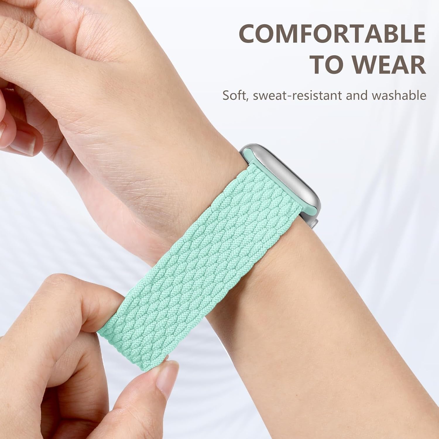 Braided Solo Loop Compatible with Apple Watch Series 10 Band 42Mm 41Mm 40Mm 38Mm Women, Adjustable Stretchy Nylon Solace Band Elastic Sport Wristband Strap for Iwatch Series 9 8 7 6 5 4 3 2 1