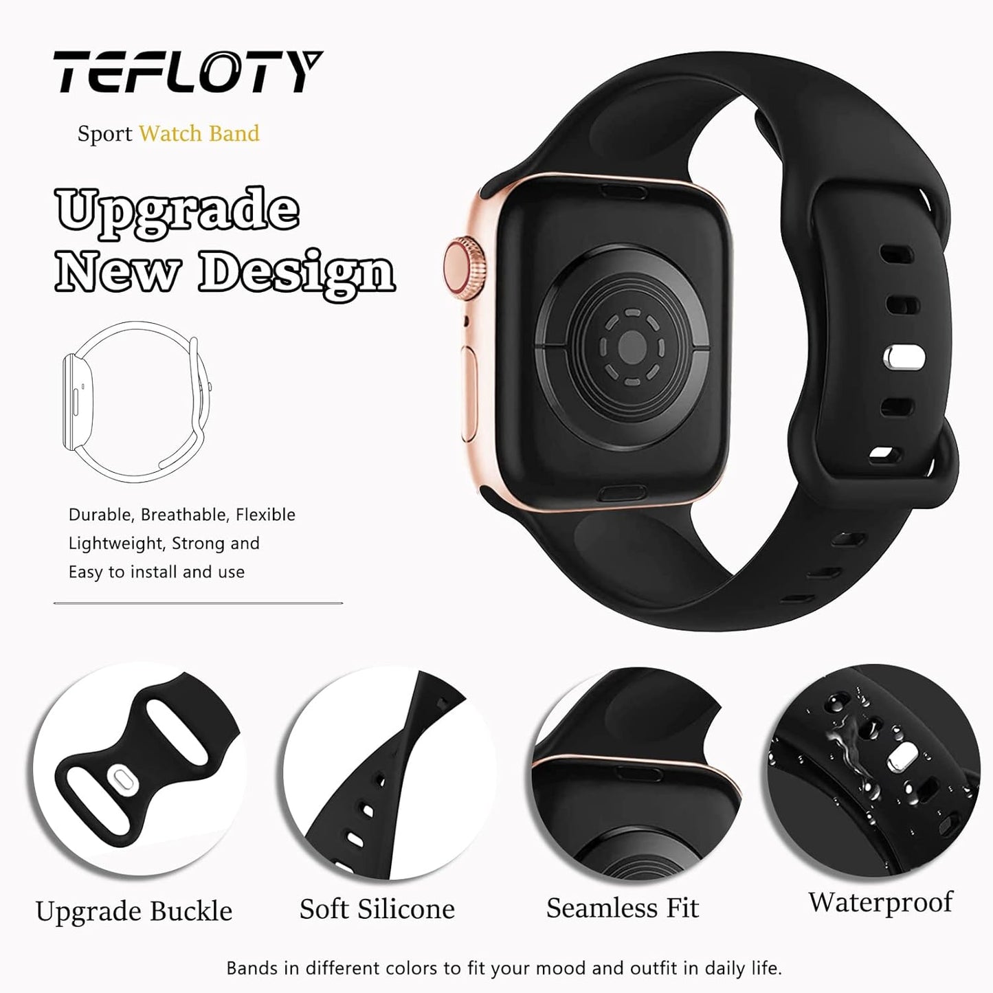 Compatible-With Apple Watch Straps - 2Pcs Silicone Apple Watch Straps 38Mm 40Mm 41Mm 42Mm 44Mm 45Mm 49Mm, Sports Watchband for Women Men, Replacement for Iwatch Ultra 8 Se 7 6 5 4 3 2 1