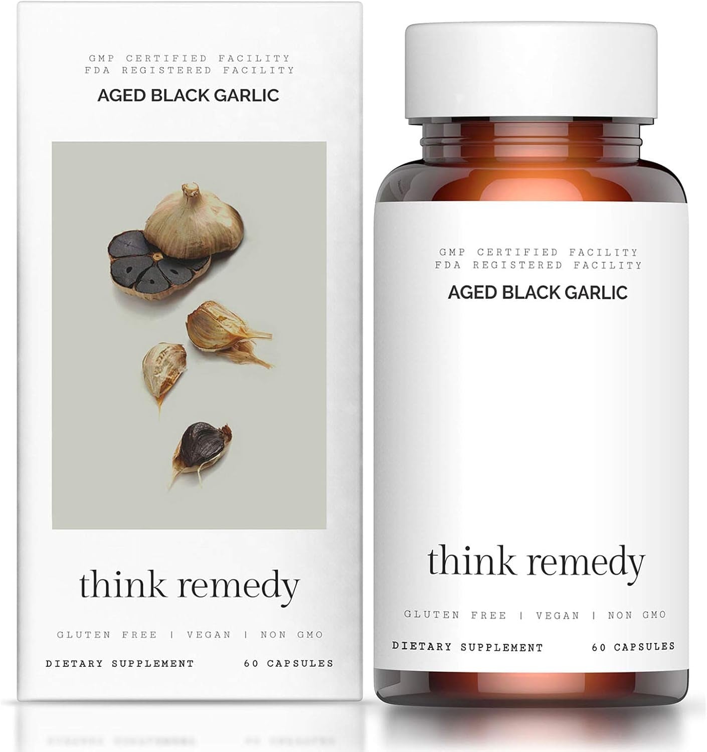 Aged Black Garlic Capsules - Garlic Pills - Less Odor - 60 Capsules - Allium Sativum Supplement - More Effective than Allicin TLBH