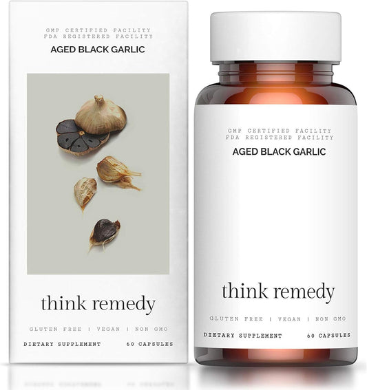 Aged Black Garlic Capsules - Garlic Pills - Less Odor - 60 Capsules - Allium Sativum Supplement - More Effective than Allicin TLBH