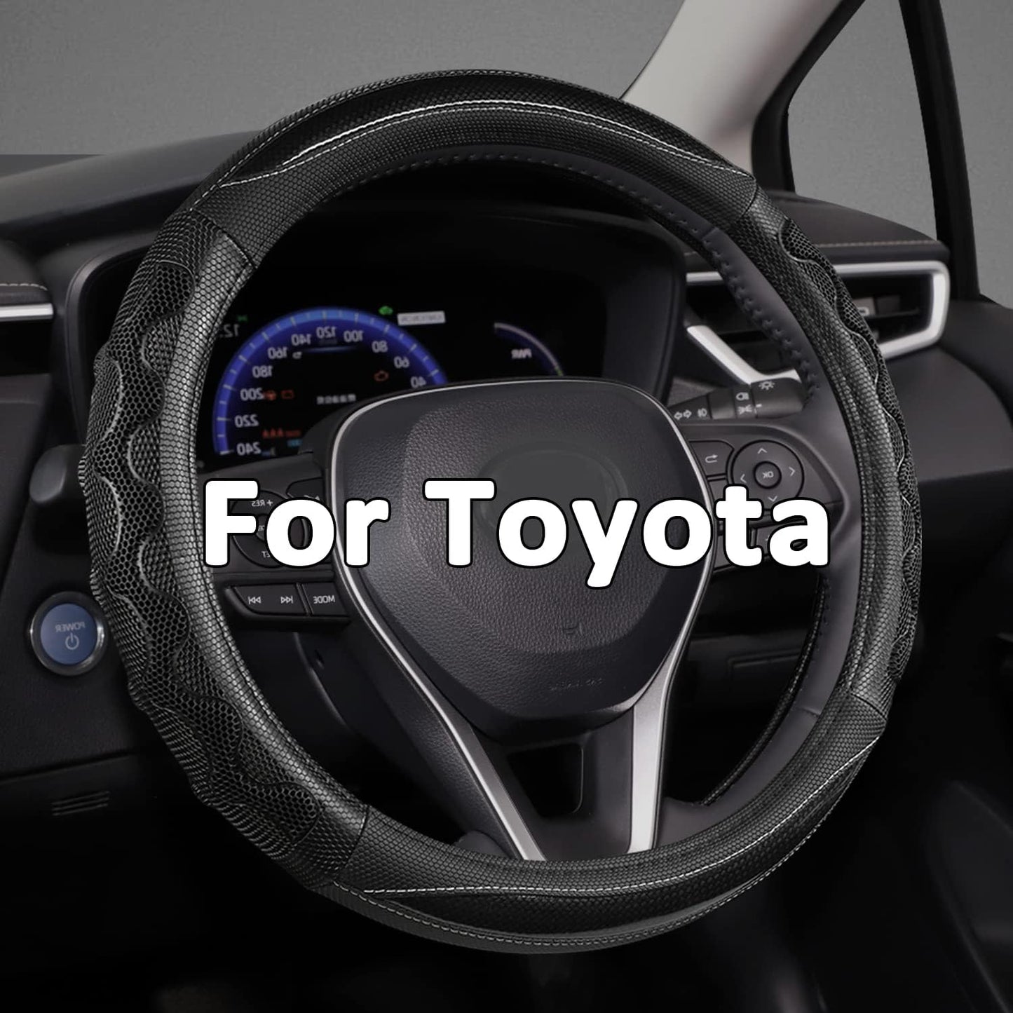 Steering Wheel Cover for Toyota, Auto Car Steering Wheel Cover for Toyota Highlander 4Runner Tacoma Corolla Camry - Black+Red Trim