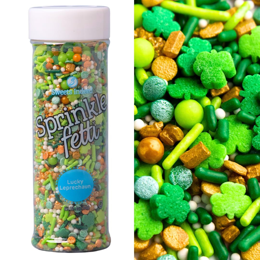 Sprinkles, St. Patricks Day, Edible Sprinkle Mix, Perfect for Cake Decorations, Baking, Ice Cream, Cookies, Cupcake Topper, 6 Ounces (Leprechaun)