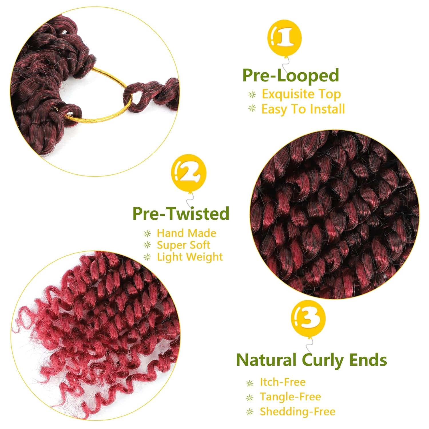 Passion Twist Hair 8 Inch, 8 Packs Passion Twist Crochet Hair for Black Women, Prelooped Crochet Twist Hair with Curly Ends (8Inch, TBUG#)