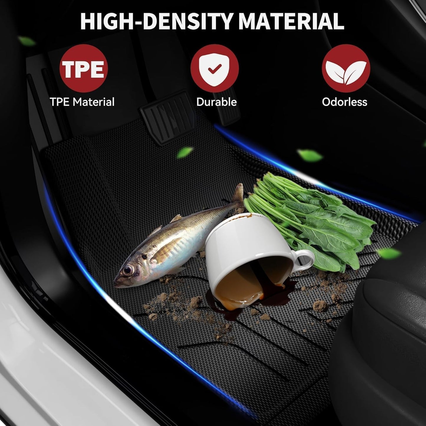 9PCS Tesla Model Y Floor Mats 7 Seater 2024 2023-2021 Cargo Mats Full Sets All-Weather Floor Mats for Model Y 2024 Accessories ,3D Anti-Slip Rear Trunk Mat Cargo Liners Interior