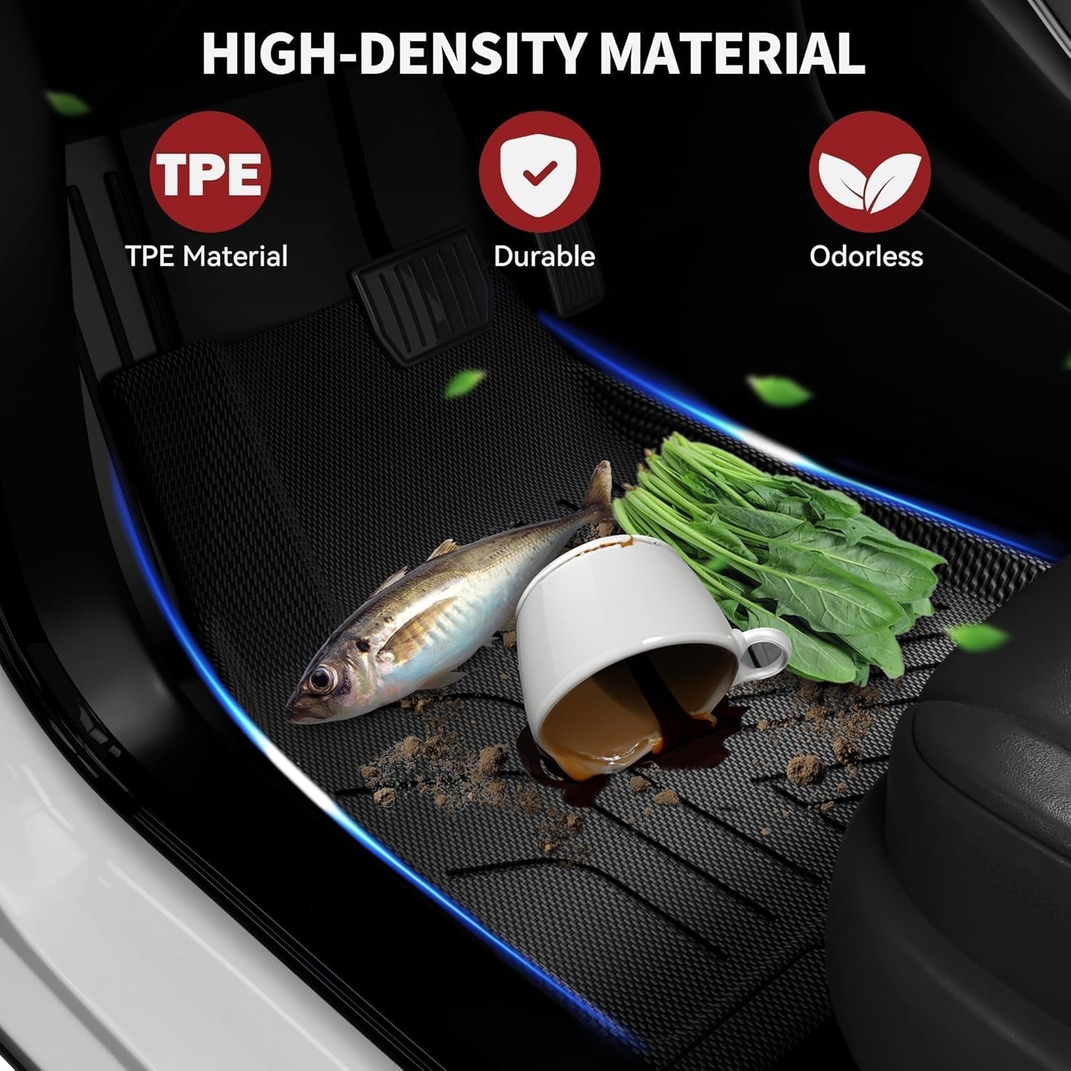 9PCS Tesla Model Y Floor Mats 7 Seater 2024 2023-2021 Cargo Mats Full Sets All-Weather Floor Mats for Model Y 2024 Accessories ,3D Anti-Slip Rear Trunk Mat Cargo Liners Interior