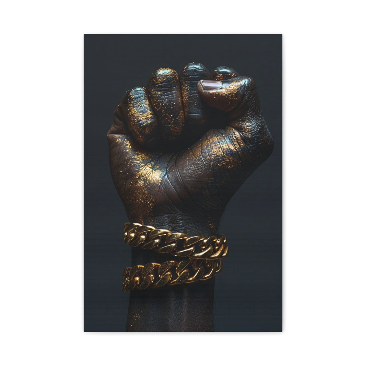 Black And Gold Power Black Man Fist Matte Canvas, Stretched, 1.25"
