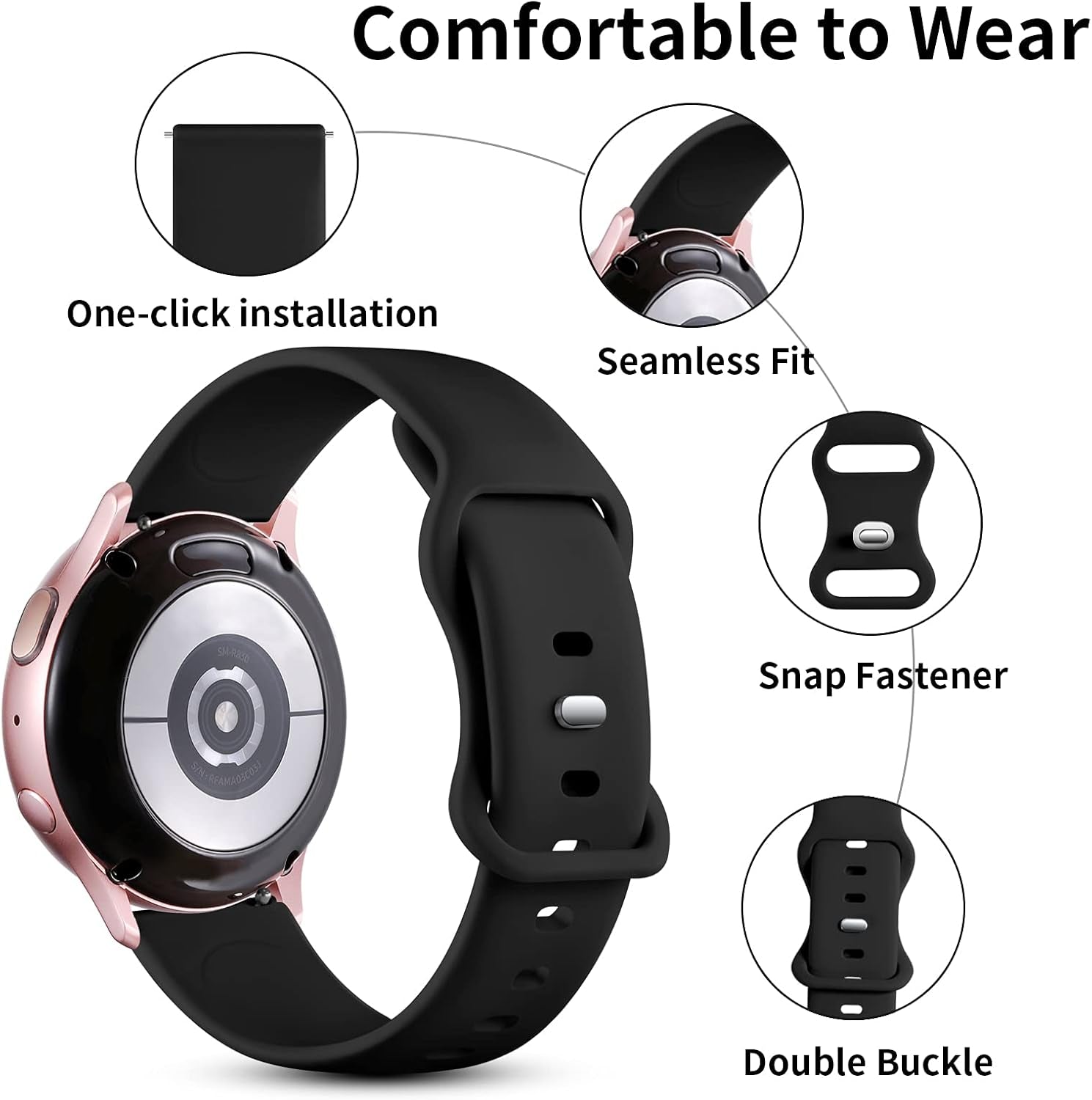 Band Compatible with Samsung Galaxy Watch 7/6/5/4 Band/Active2 40Mm 44Mm,Galaxy Watch 3 41Mm,Galaxy Watch 42Mm Classic/Gear Sport Smartwatch,20Mm Silicone Watchband Sport Strap for Women Men