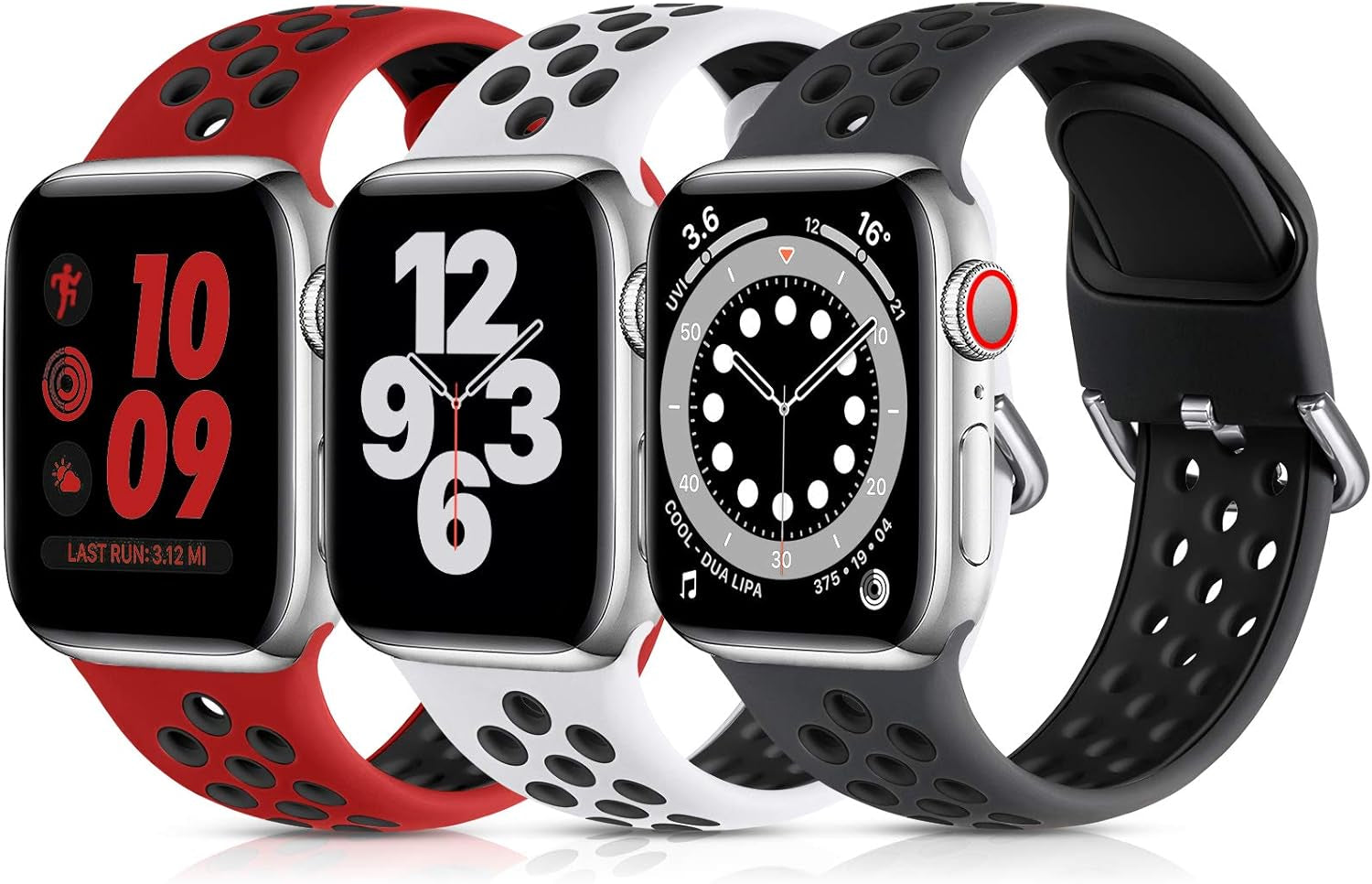 3 Pack Compatible for Apple Watch Band 40Mm 38Mm 41Mm 45Mm 44Mm 42Mm, Soft Silicone Breathable Replacement Sport Band for Apple Watch Se/Iwatch Band Series 8 Series 7 6 5 4 3 2 1 for Women Men