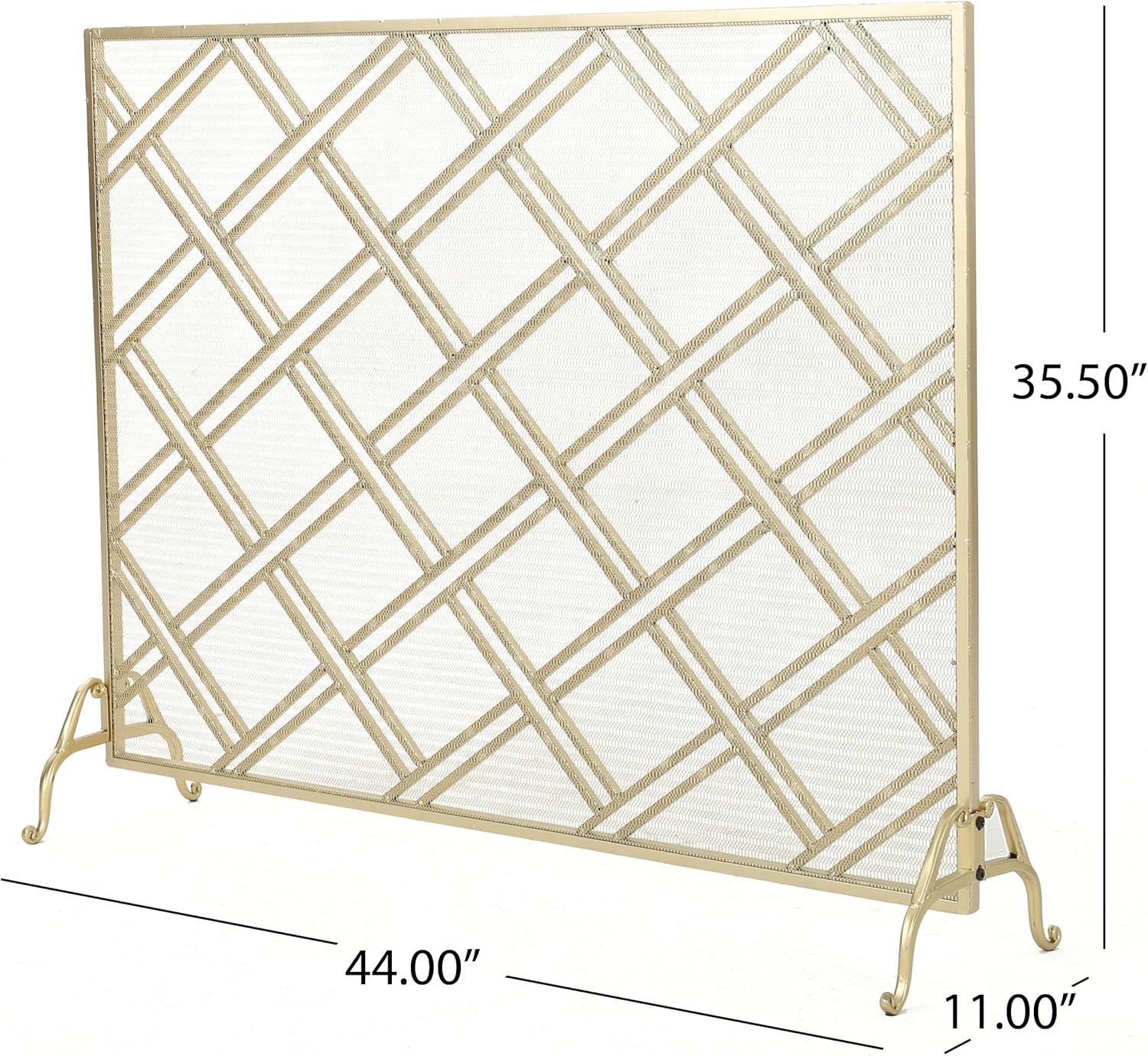 Josette Single Panel Iron Fireplace Screen, Gold