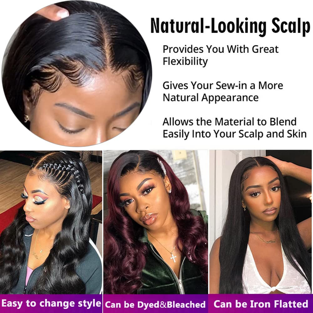 Body Wave Closure 4X4 Free Part Closure Brazilian Human Hair Closure Body Wave Lace Human Hair 100% Unprocessed Virgin Human Hair Weave Swiss Lace Closures with Baby Hair Natural Black(10Inch)