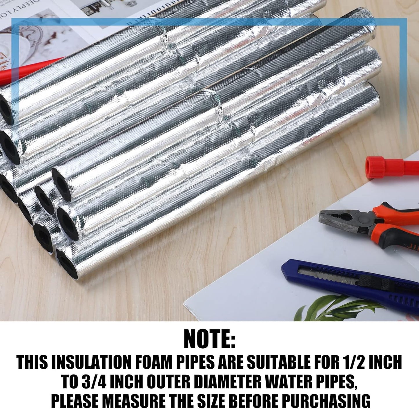 Self Adhesive Foam Pipe 12 Pack Pipe Insulation Freeze Protection for Pipe Insulation Foam Insulation Pipe for Outdoor Water Pipe Insulation, Outdoor Winter Irrigation, Sprinkler(0.6 Inch/ 15 Mm)