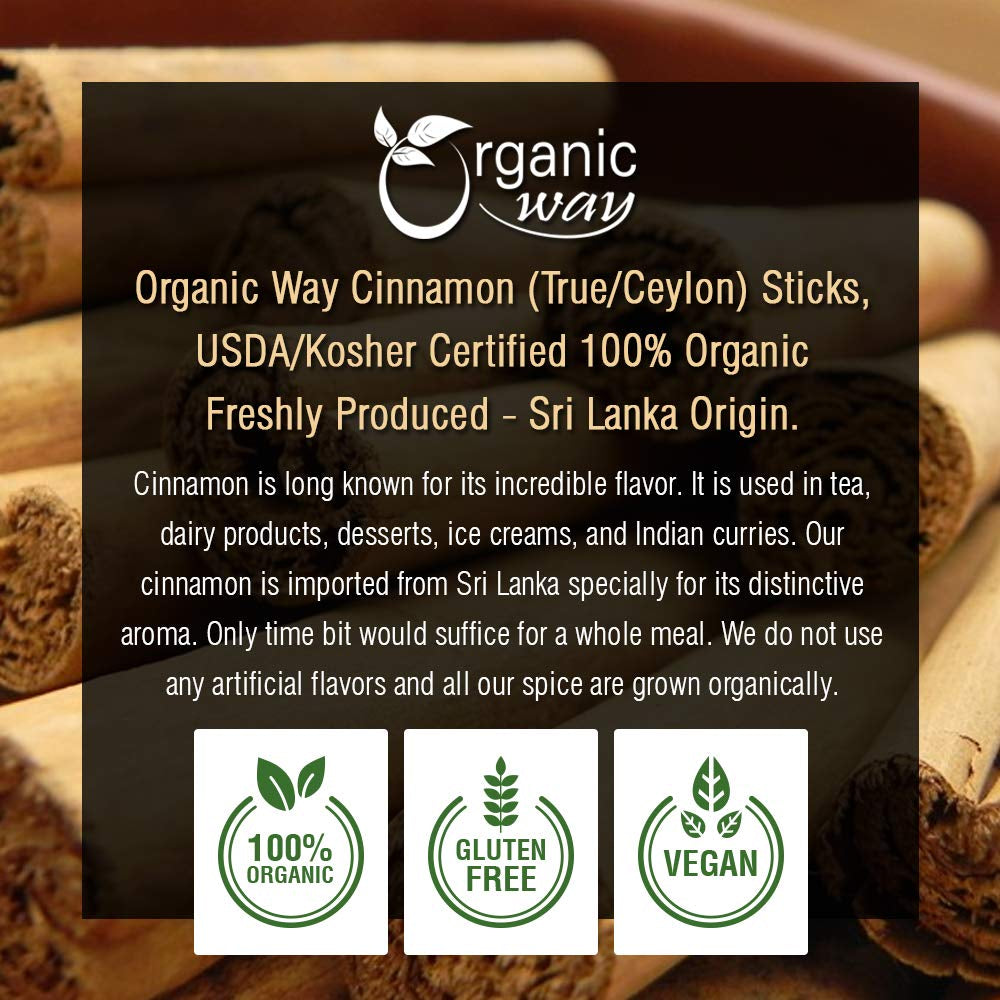 True Ceylon Cinnamon Sticks (Cinnamomum Verum) - Adds Flavour | Raw, Vegan, Non GMO & Gluten Free | USDA Certified | Origin - Sri Lanka (1/4LBS / 4OZ) TLBH