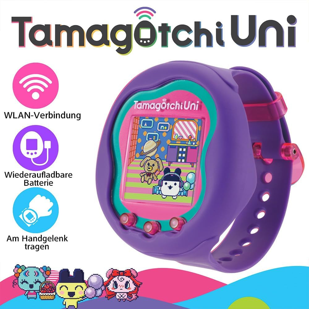 TAMAGOTCHI  Uni Purple Shell | the Customisable New Generation of Virtual Pet Based on the Original 90S Toy | Connect with Friends Worldwide with This Wearable Electronic Game BanUK