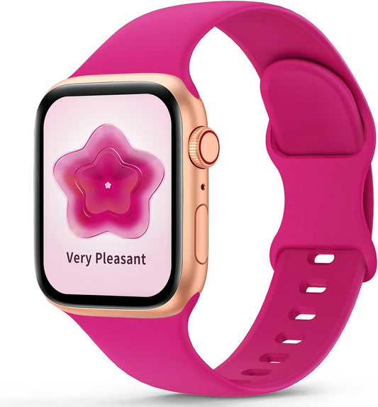 Sport Silicone Band Compatible with Apple Watch Bands 40Mm 38Mm 41Mm 44Mm 45Mm 49Mm 42Mm Women Men, Soft Strap Waterproof Replacement for Iwatch Series 9 Ultra 8 7 SE 6 5 4 3 2 Dragon Fruit