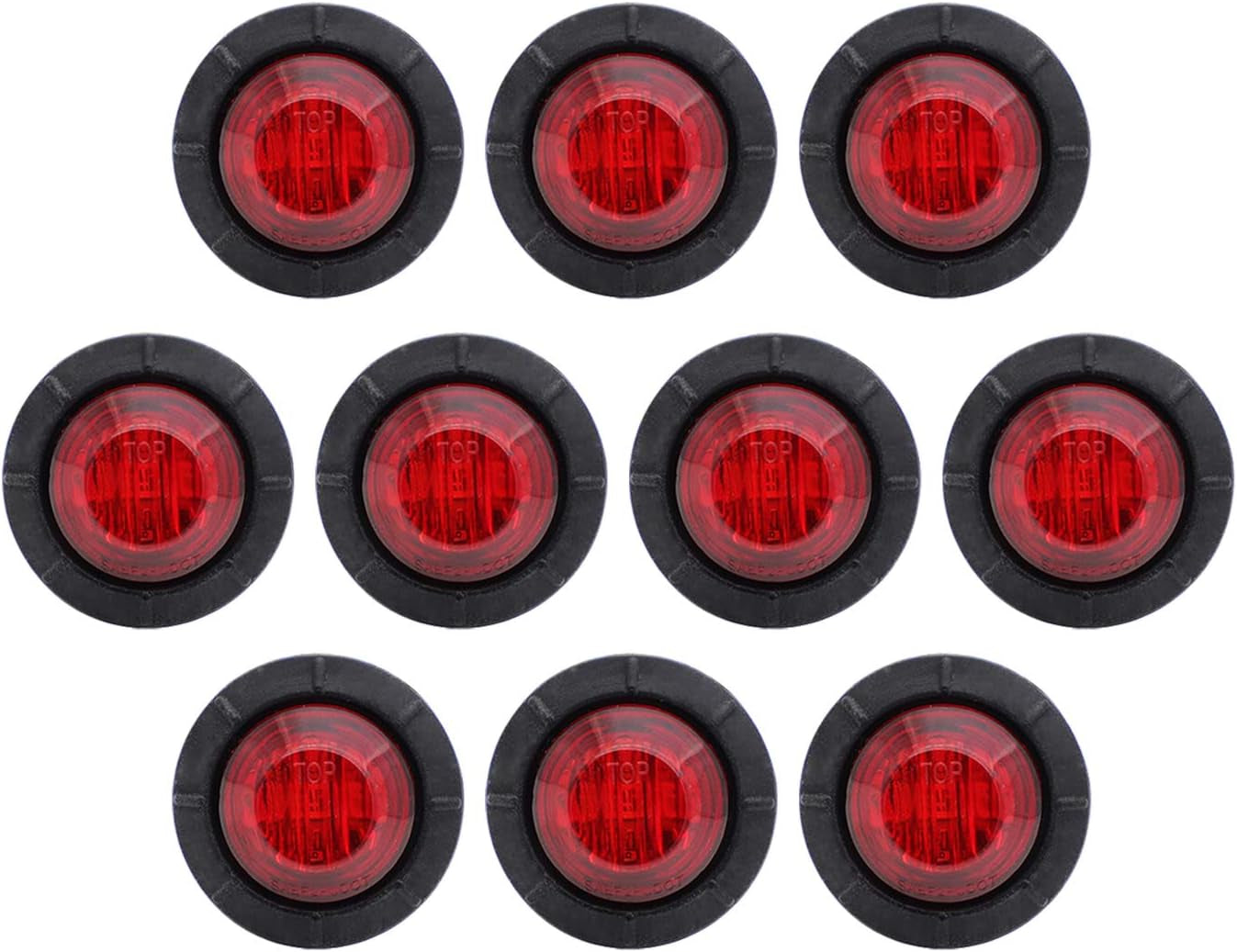 50 Pcs 3/4 Inch Mount Amber 3 LED Mini round Trailer Side Marker Indicator Lights Clearance Button Signal Lamps Universal for Trucks Lorry Boat Pickup Bus Caravan RV Waterproof Sealed Bulbs 12V DC