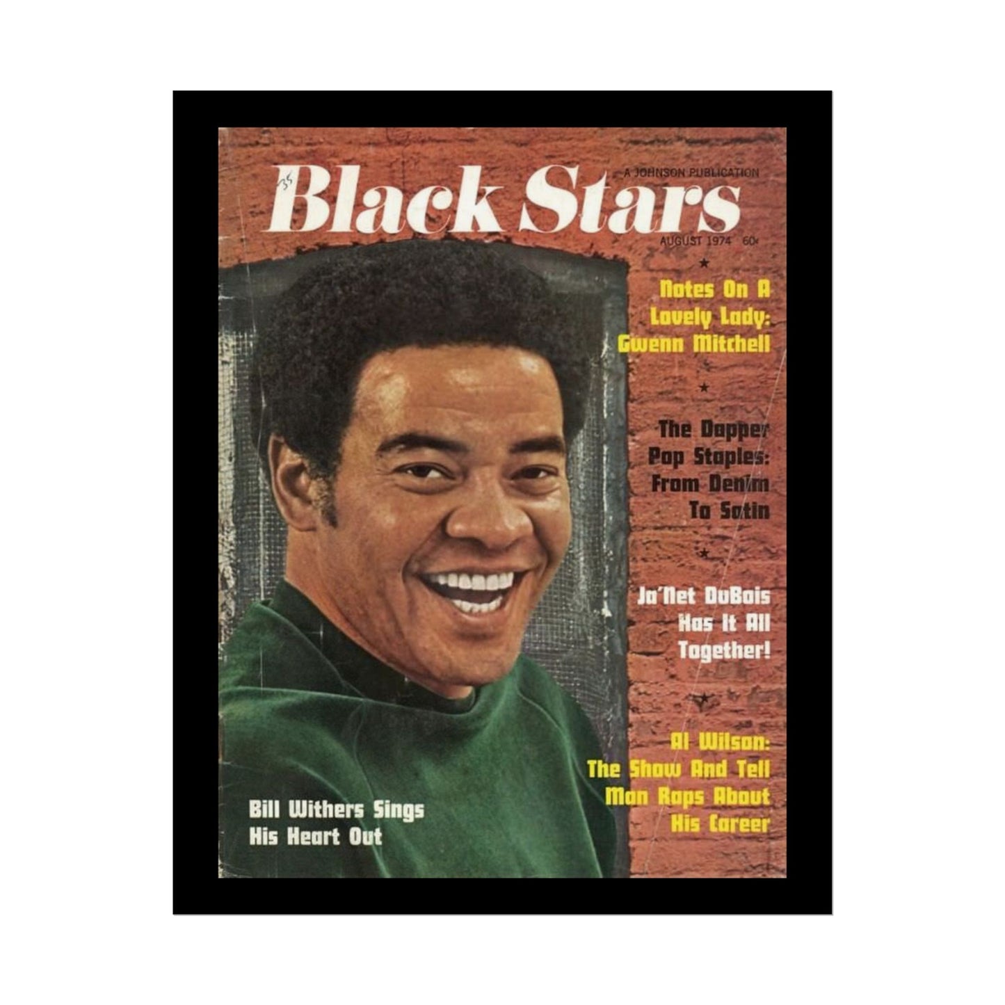 Vintage Music Rolled Posters - Bill Withers, August 1974 Design