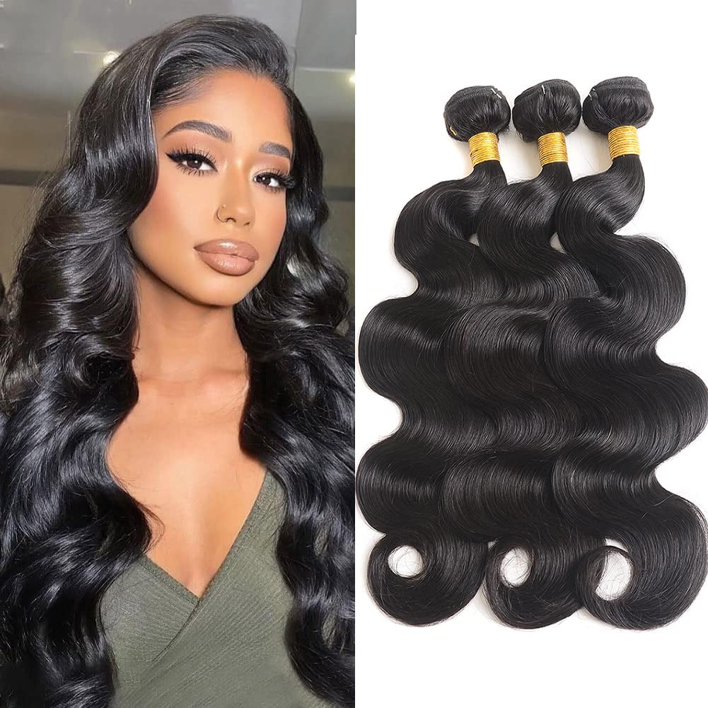 12A Human Hair Bundles 16 18 20 Body Wave 3 Bundles Human Hair 100 Unprocessed Brazilian Virgin Hair Bundles Deals Human Hair Weft Weave Bundles Human Hair Extension Natural Color