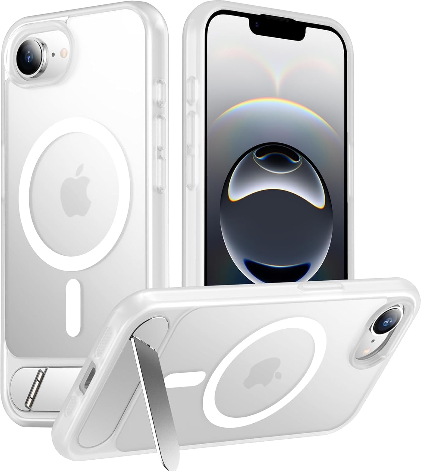 Magnetic Compatible with Iphone 16E Case, [Built-In Invisible Kickstand][Compatible with Magsafe][Military Grade Shockproof] Slim Translucent Matte Case for Iphone 16E 6.1" 2025