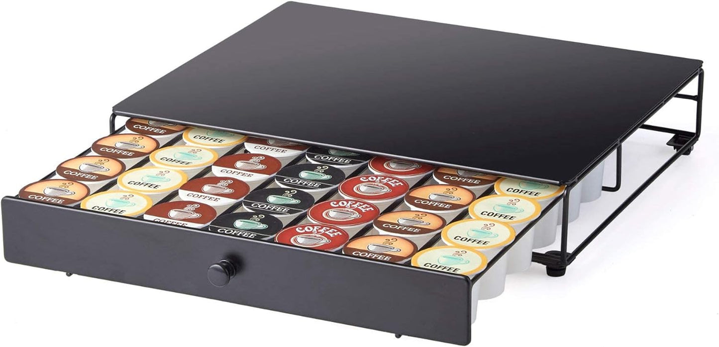 Nifty Coffee Pod Drawer – Compatible with K-Cups, 36 Pod Pack Holder, Non-Rolling, Compact under Coffee Pot Storage Sliding Drawer, Home Kitchen Counter Organizer, Black