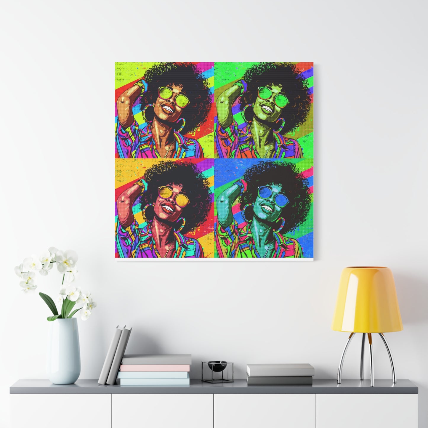 BLACK BEAUTY COLORFULL ANDY WARHOL STYLE Matte Canvas, Stretched, 1.25"