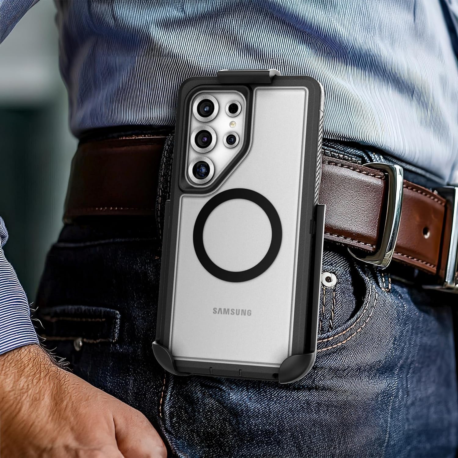 Designed for Samsung Galaxy S25 Ultra Case with Belt Clip (Compatible with Magsafe Qi2) Dual-Layer Rugged Cover with Phone Holster (Voyager Series) (S25 Ultra)