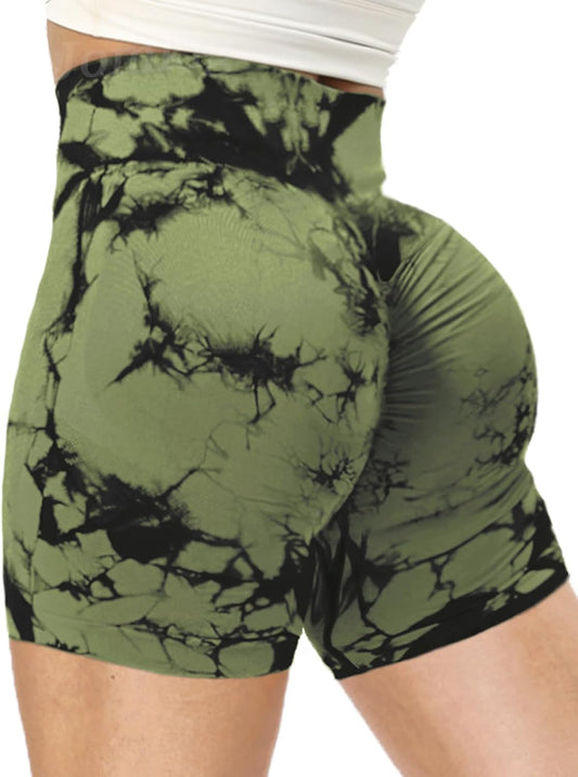 Butt Scrunch Seamless Shorts for Women High Waist Seamless Workout Yoga Gym Running Biker Shorts Olive X-Large