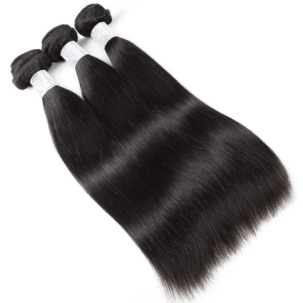10A Straight Human Hair 3 Bundles 18 20 22Inches Brazilian Virgin Unprocessed Straight Hair Weave Bundles Natural Color