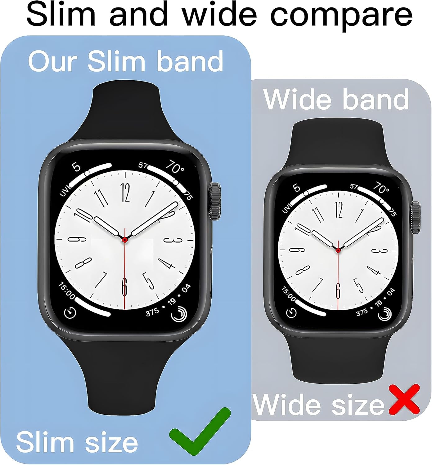 Sport Slim Silicone Band Compatible for Apple Watch Band 40Mm 42Mm 38Mm 41Mm 44Mm 45Mm 49Mm,Thin Narrow Replacement Silicone Sport Strap for Iwatch Series Ultra 8/7/6/5/4/3/2/1 SE Women Men