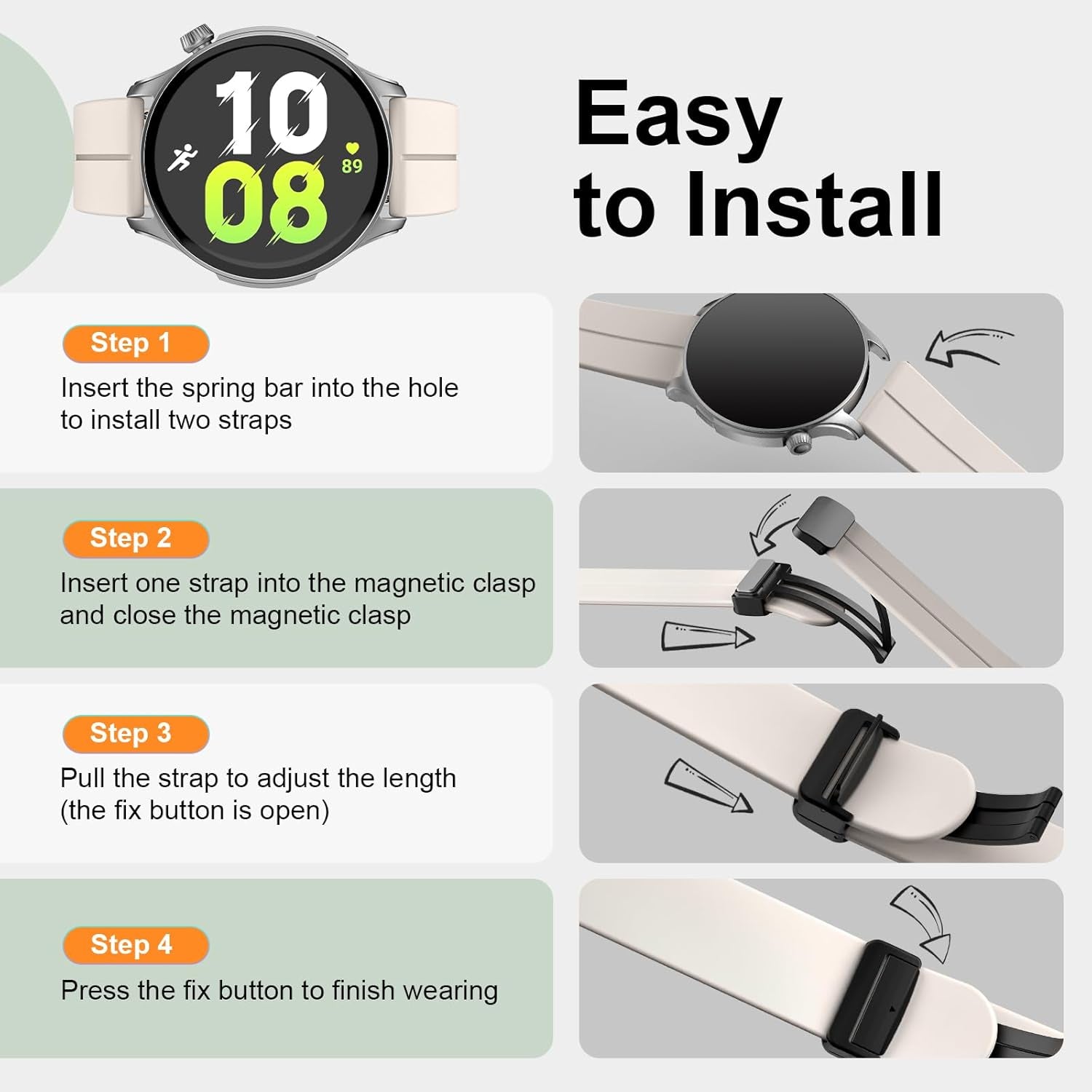 Universal 20Mm 22Mm Magnetic Silicone Watch Bands, Quick Release Sport Watch Straps with Magnetic Folding Buckle for Men Women, Skin-Friendly Soft Sport Band for 20Mm 22Mm Width Watch Lugs