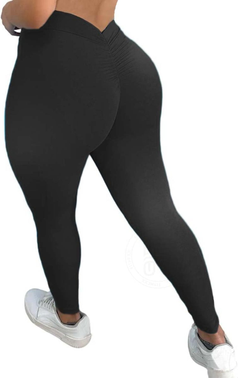 FITNEXX Seamless V Back Scrunch Butt Lift Leggings for Women High Waisted Booty Workout Gym Yoga Pants