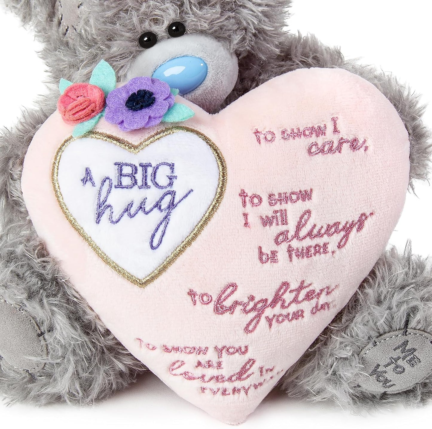 9" Big Hugs Padded Heart, Grey UK