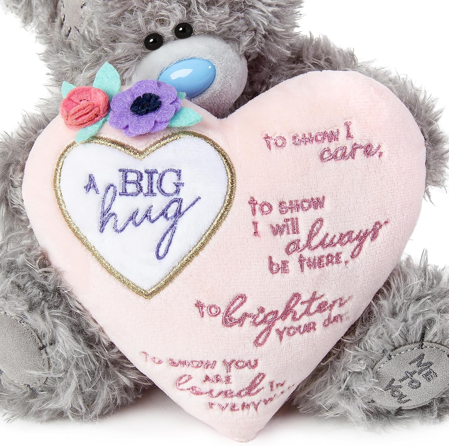 9" Big Hugs Padded Heart, Grey UK
