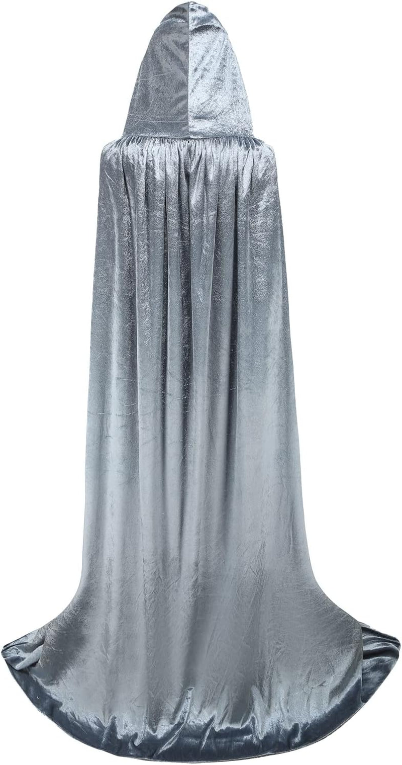 Unisex Halloween Hooded Cape Cosplay Full Length Velvet Cloak Halloween Fancy Cape Costumes