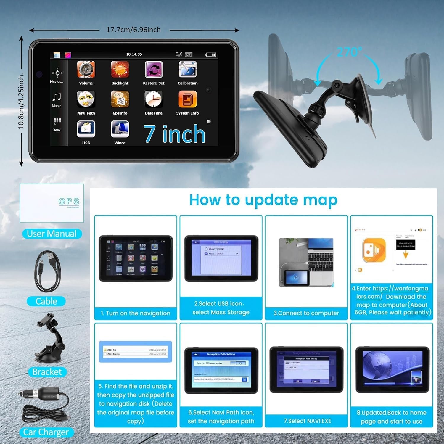 PRO GPS Navigation for Truck Car,In-Dash Vehicle GPS Screen,Rv/Commercial Drivers Semi Truck,16G 7" Navigation System with 41 Voice Warning,North America/Eu,Offline Dual Map,Lifetime Free Updates TRUCK DRIVER