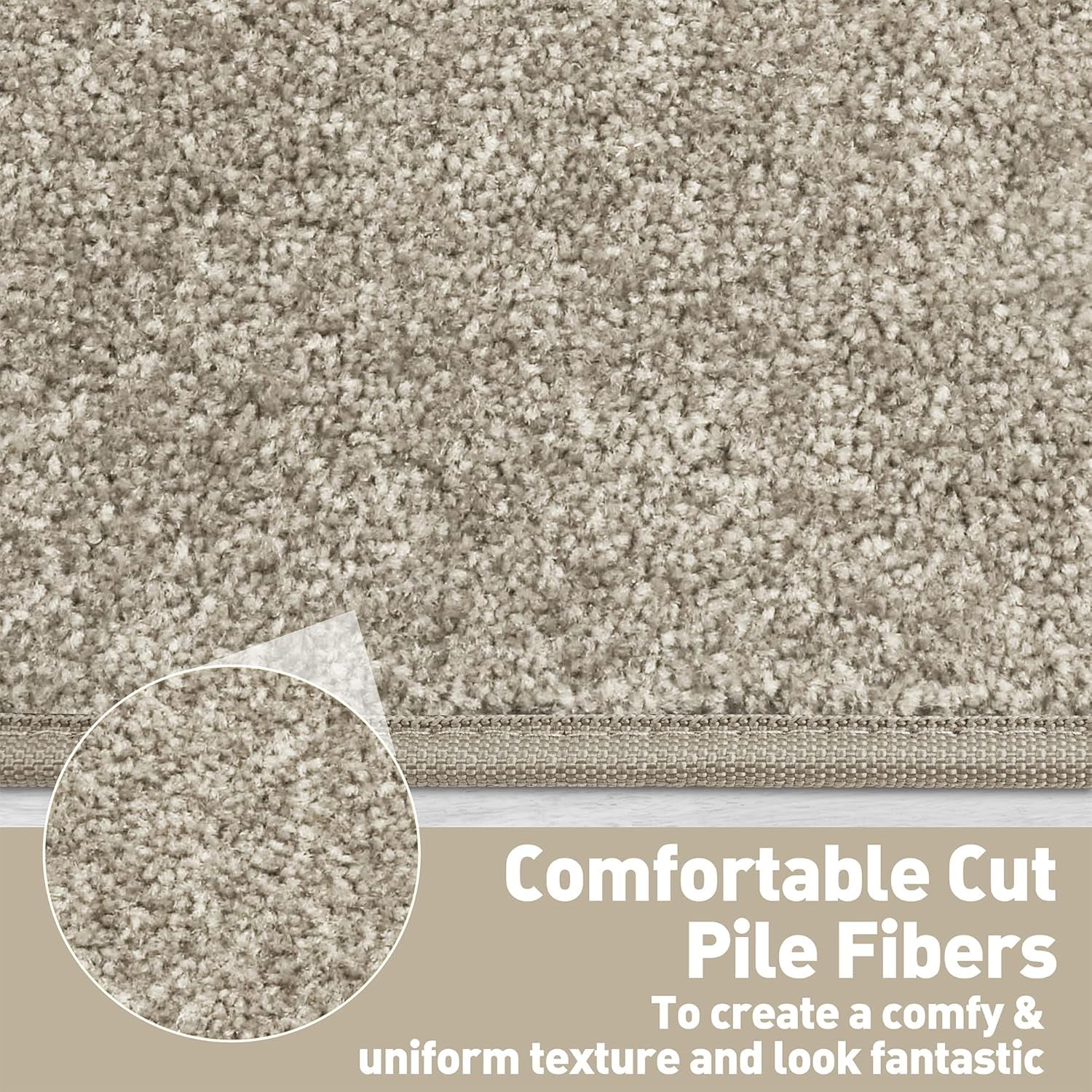 Carpet Stair Tread Landing Mat Tape Free Self Adhesive Non Slip Skid Resistant Indoor Doormat Area Rug Floor Mat for Kitchen Bathroom Workstations Washable 2' X 3' (Cream Grey)