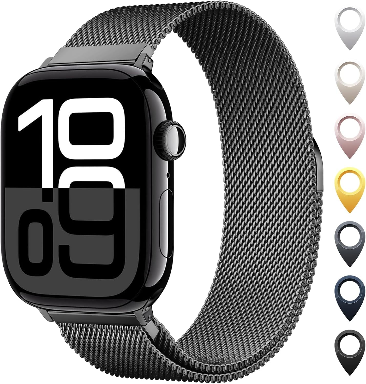 Stainless Steel Mesh Loop Compatible with Apple Watch Band 38Mm 40Mm 41Mm 42Mm 44Mm 45Mm 46Mm 49Mm Women Men, Magnetic Clasp Replacement Strap for Iwatch Series Ultra SE 10 9 8 7 6 5 4 3 2 1
