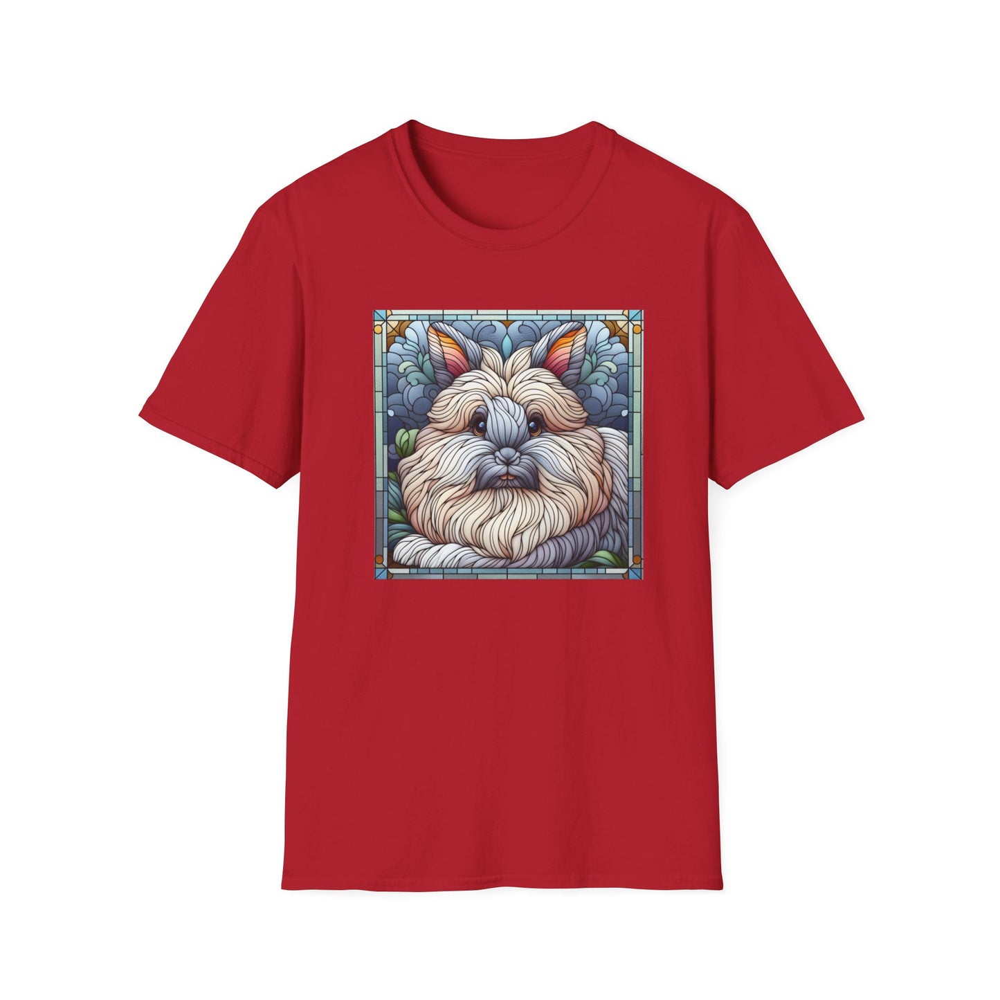 Angora Rabbit Animal Stained Glass Design Unisex Softstyle T-Shirt