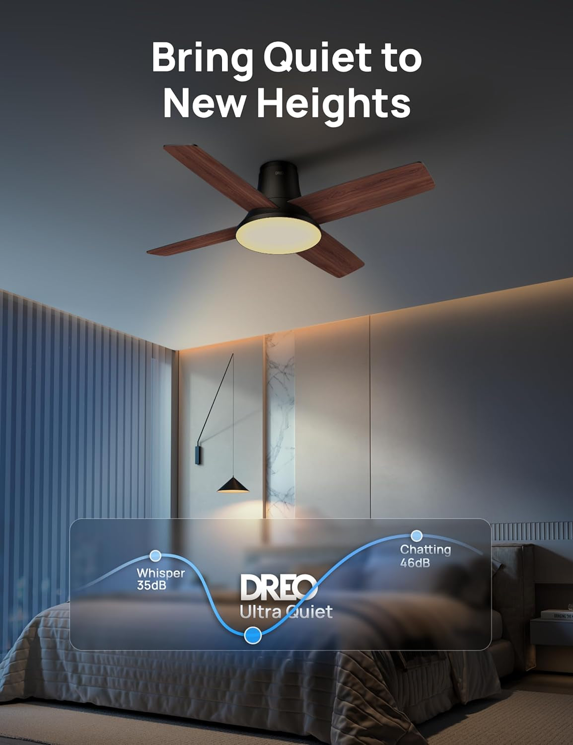 Smart Ceiling Fans with Lights and Remote, 12 Speeds & 3 Fan Modes, Quiet DC Motor, Easy to Install, Dimmable LED Ceiling Fans with App/Alexa Control, 12H Timer for Home, Indoor, Black, 44''