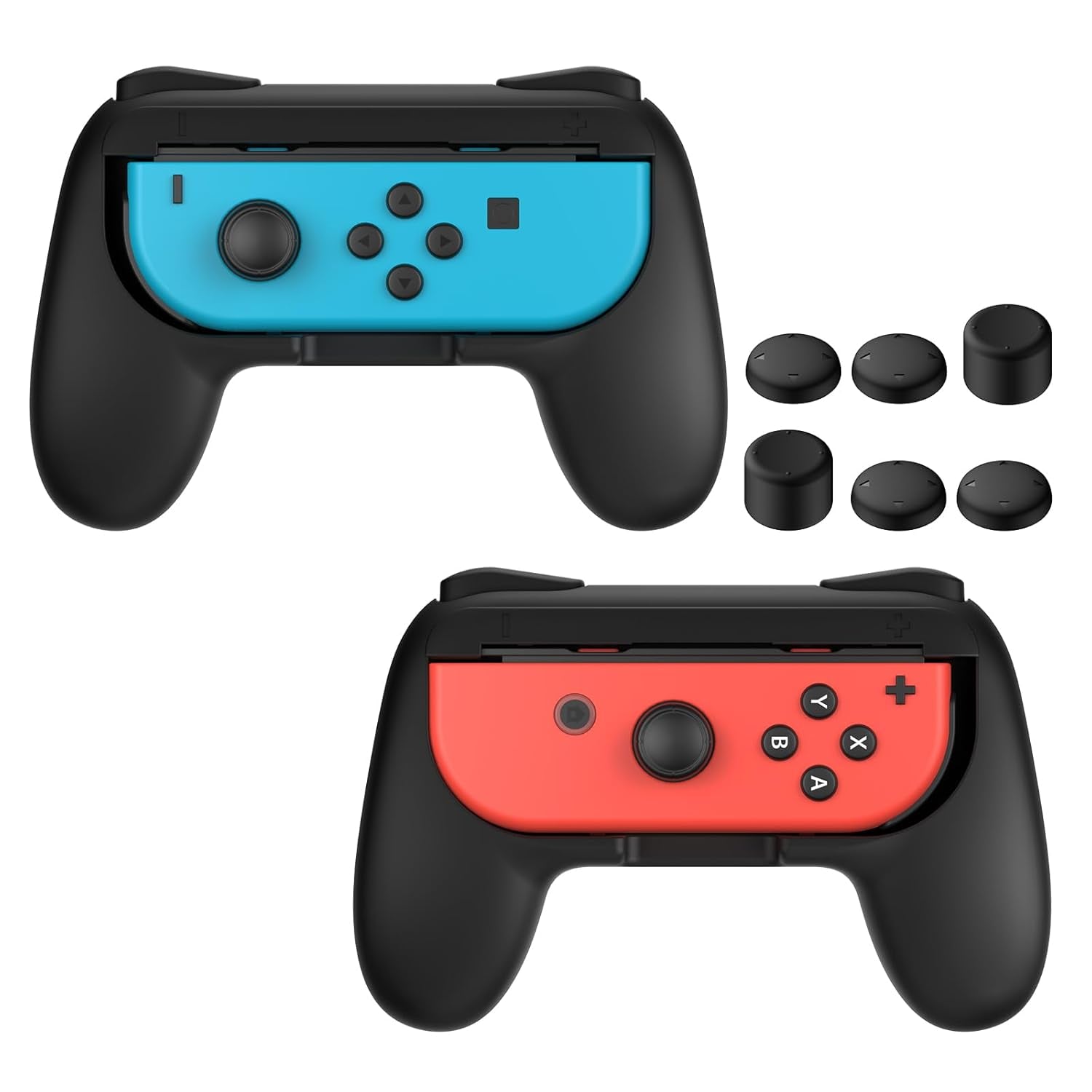 Grips for Nintendo Switch Joy-Con, Wear-Resistant Handle Kit for Switch Joy Cons Controller, 2 Pack (Black)