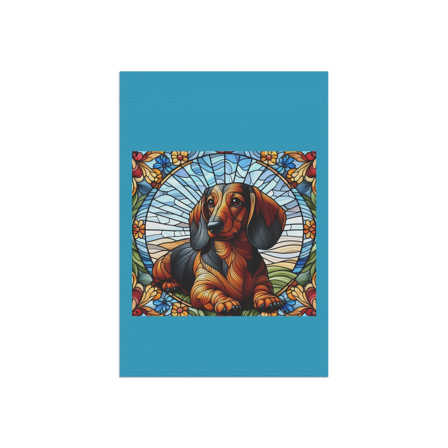 Colorful Dachshund Garden Banner with Floral Design