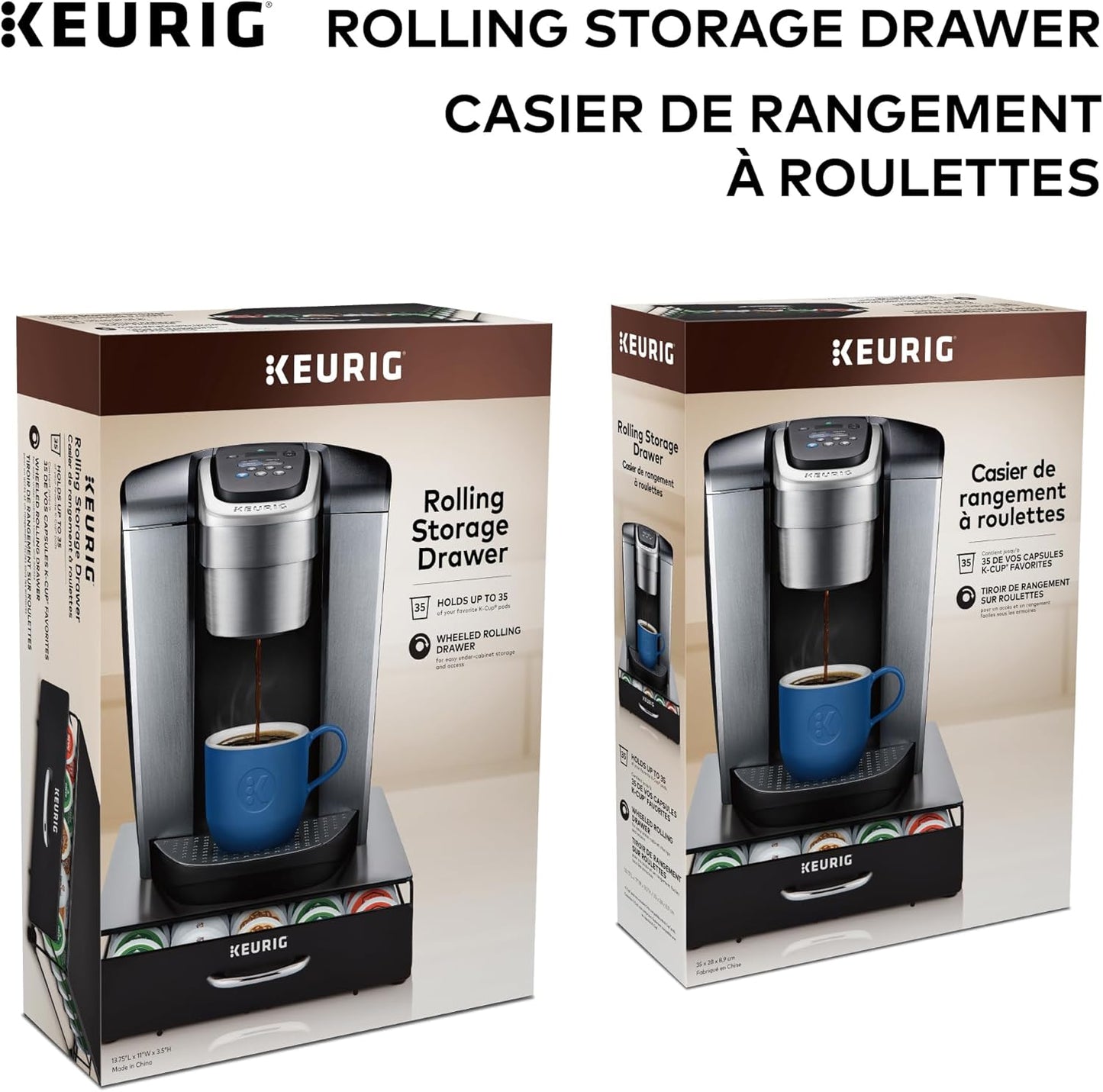 under Brewer Storage Drawer, Coffee Pod Storage, Holds Upto 35  K-Cup Pods, Black