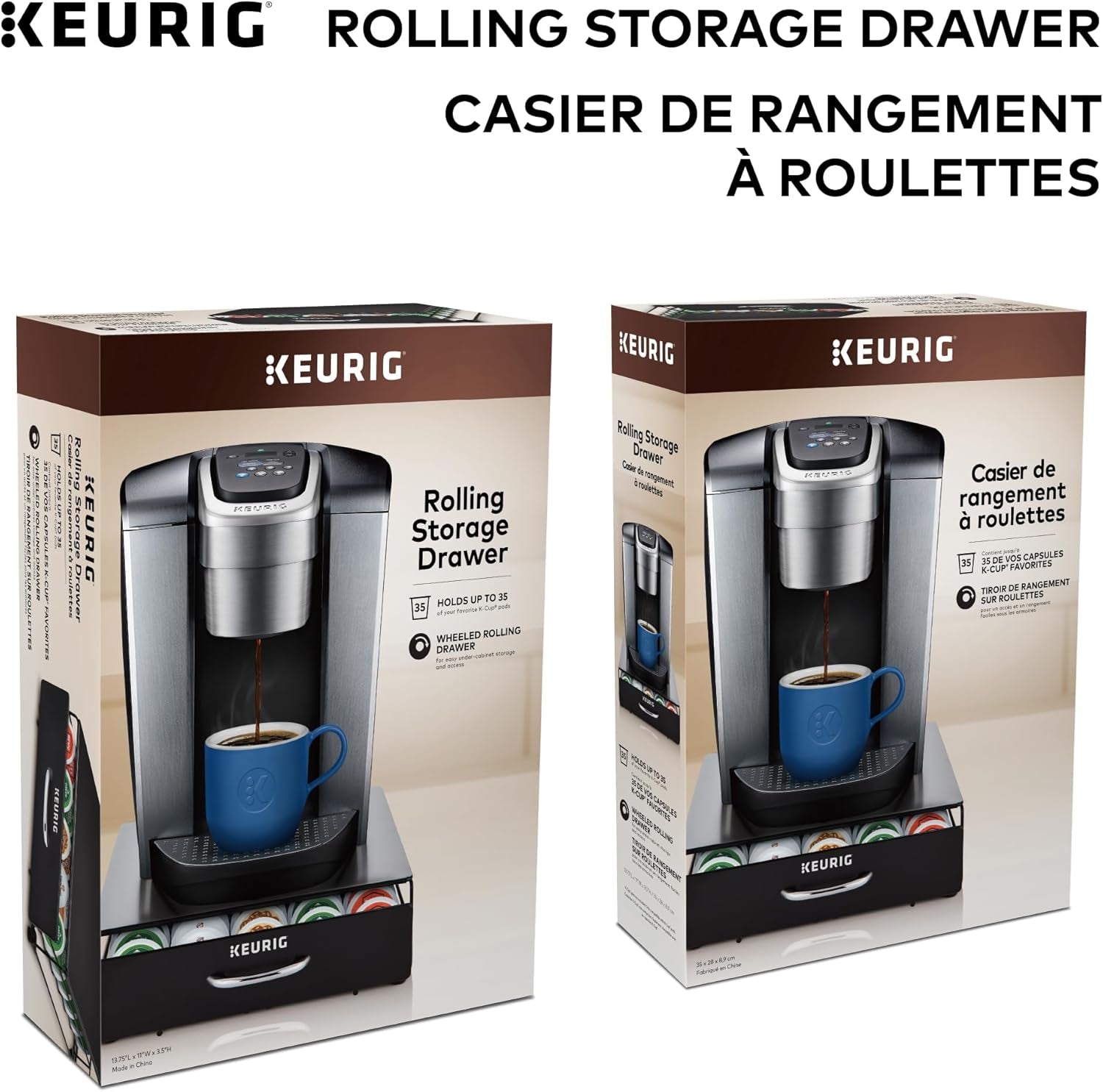 under Brewer Storage Drawer, Coffee Pod Storage, Holds Upto 35  K-Cup Pods, Black