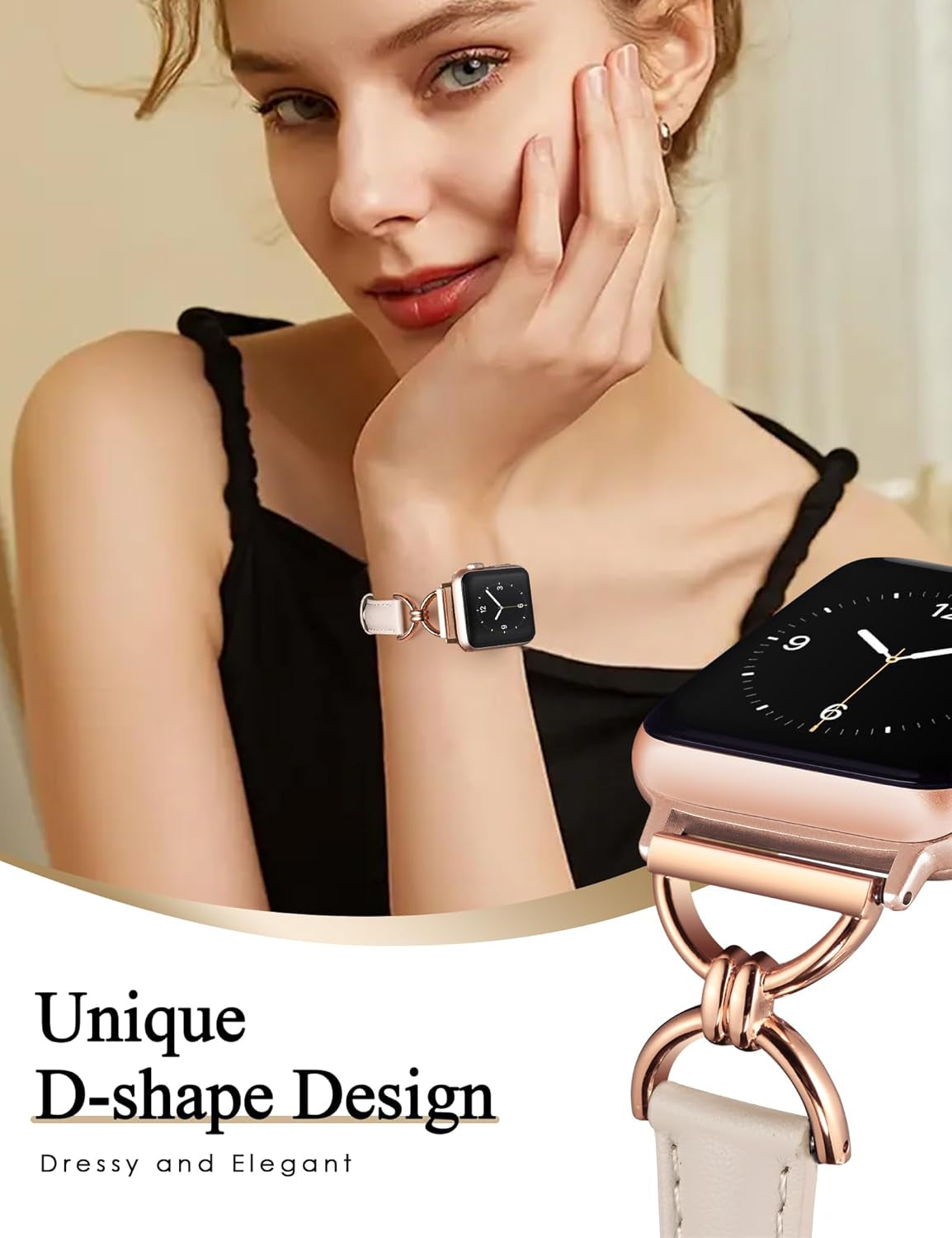 2 Packs Leather Band Compatible with Apple Watch Band Women 38/40/41/42/44/45/46/49Mm, Dressy Fancy Leather Strap for Iwatch Bands Series 10 9 8 7 6 5 4 3 2 1 SE Ultra