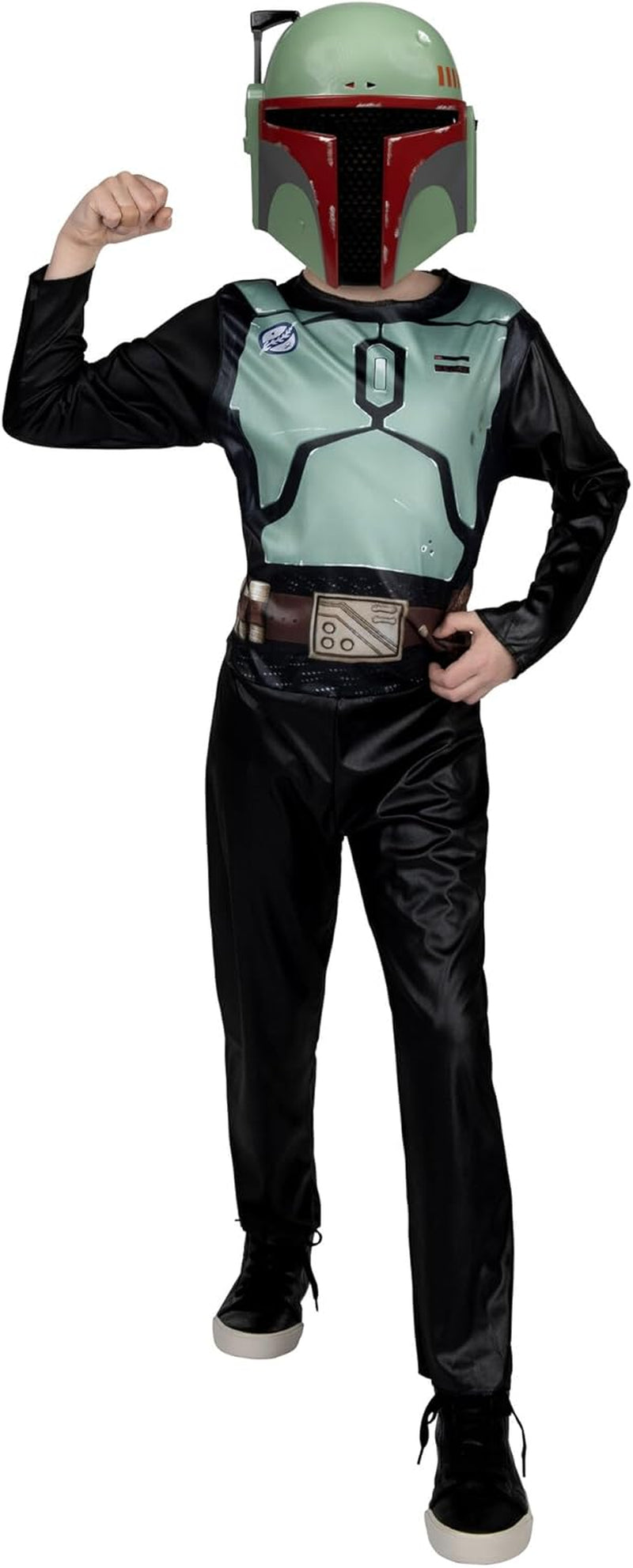 STAR WARS Boba Fett Official Youth Halloween Costume - Printed Jumpsuit with Plastic Mask