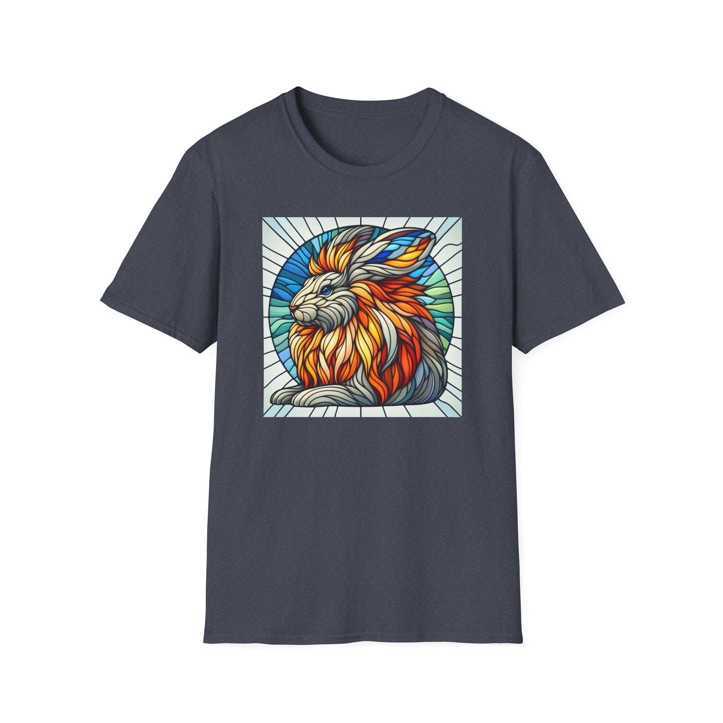 Lionhead Rabbit Animal Stained Glass Design Unisex Softstyle T-Shirt