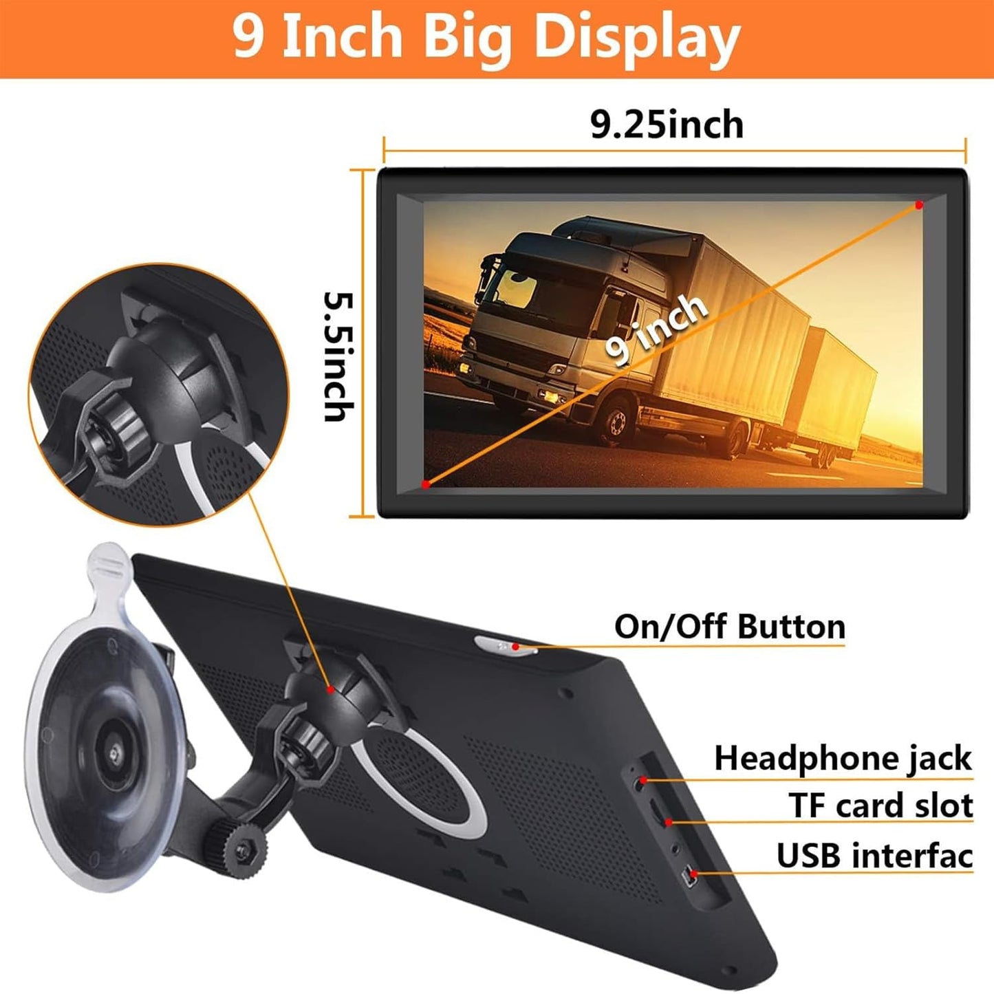 Car GPS Navigation Truck RV, GPS Navigator with 9 Inch, 2025 Maps (Free Lifetime Updates), Truck GPS Commercial Drivers, Semi Trucker GPS Navigation System, Custom Truck Routing TRUCK DRIVER
