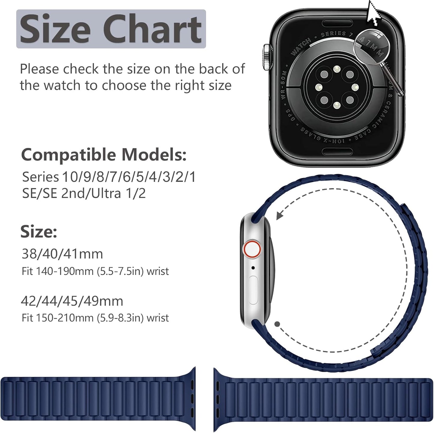 Magnetic Watch Band Compatible with Apple Watch 44Mm 45Mm 49Mm 46Mm 42Mm 41Mm 40Mm 38Mm Bands for Men Women Wrist Solo Loop, Sport Silicone Strap for Iwatch Series 10 9 8 7 6 5 4 3 SE 2Nd Ultra