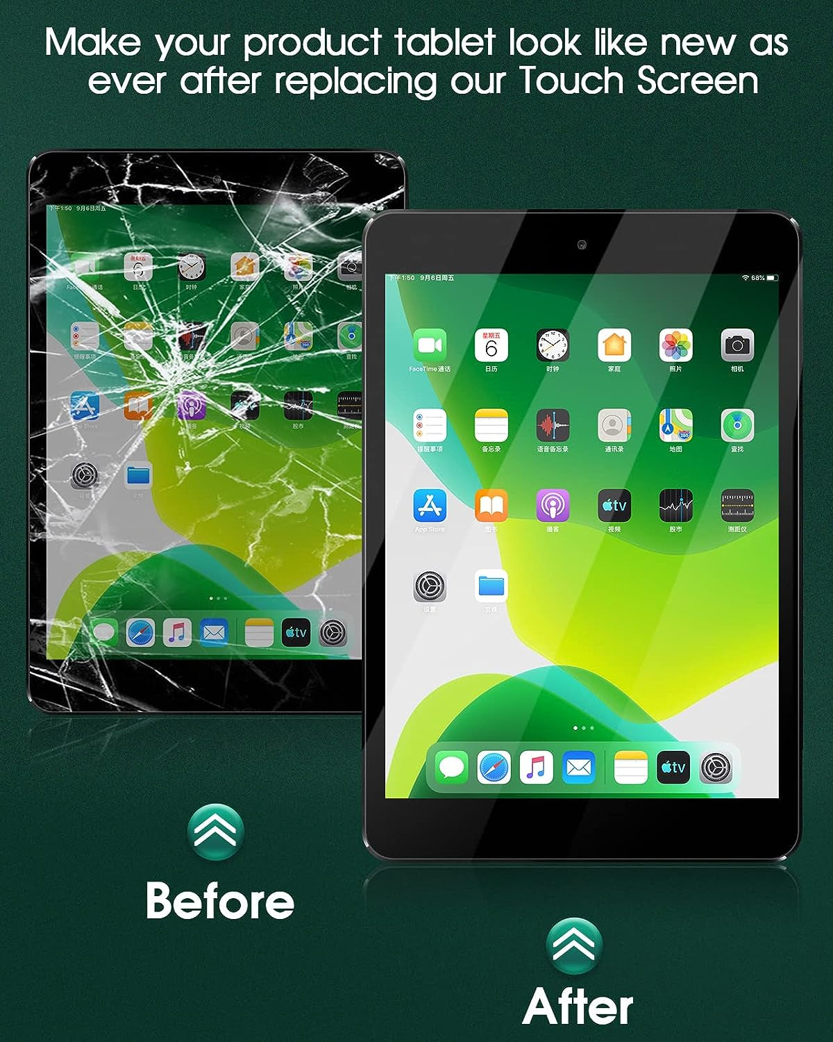 For Ipad 9Th Gen Generation Touch Screen for Ipad 9 A2602 Screen Replacement for Ipad 10.2 2021 Digitizer A2603 A2604 A2605 Glass Sensor Panel (With Home Button) (Black)